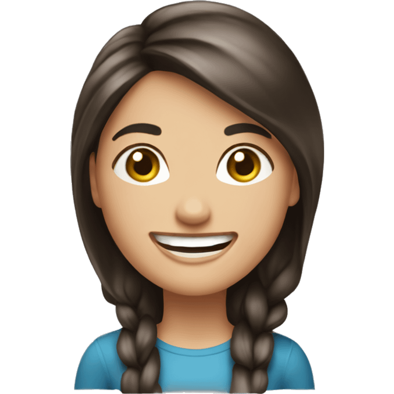 Brunette woman, laughing ￼ emoji