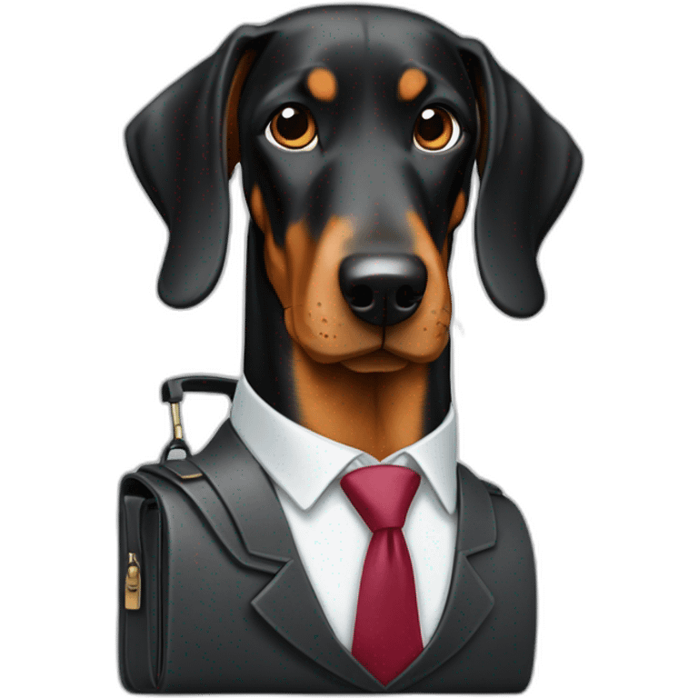 Doberdore dog (floppy ears) in tie and with briefcase  emoji