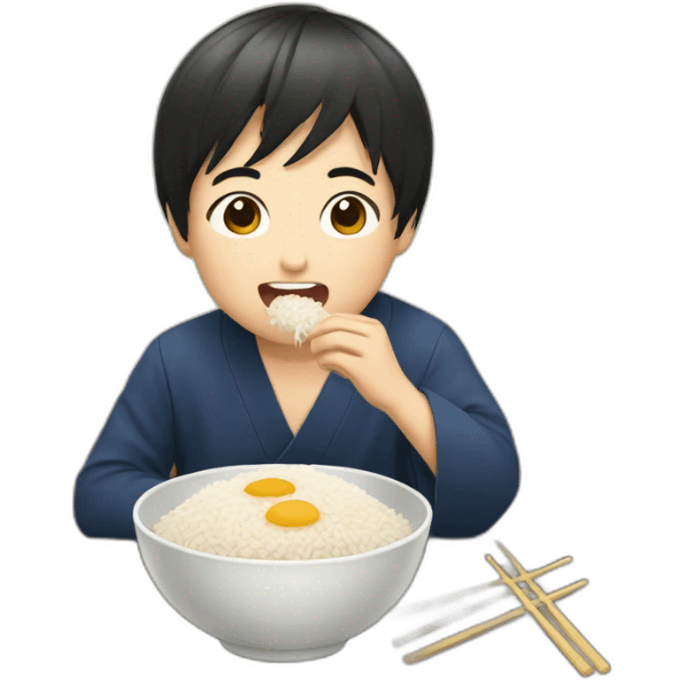 japanese boy eating rice emoji