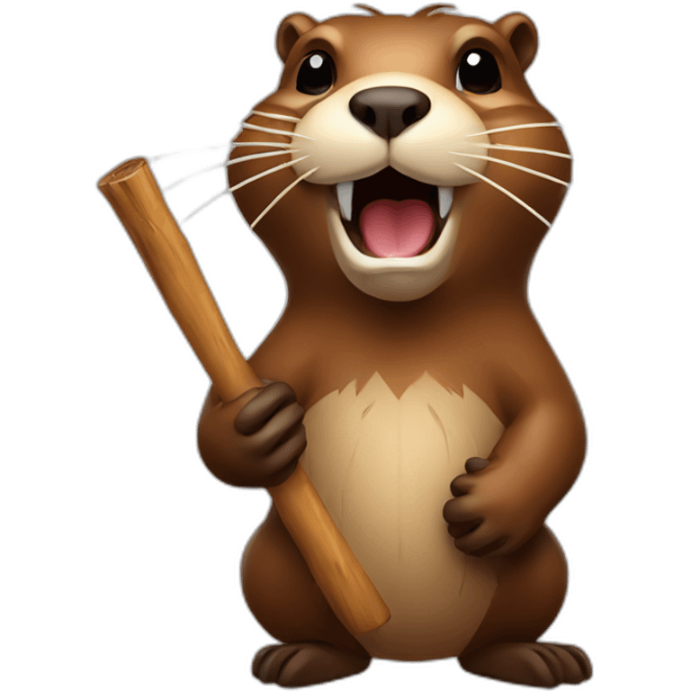 beaver with a stick in his mouth emoji