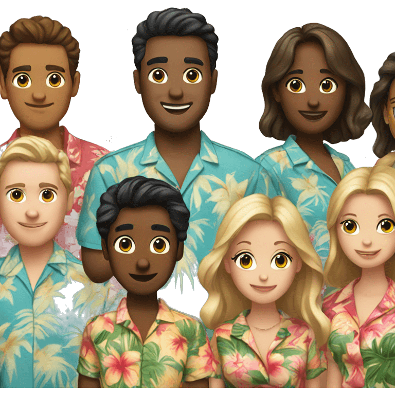 7 Friends wearing Hawaiian shirts  emoji