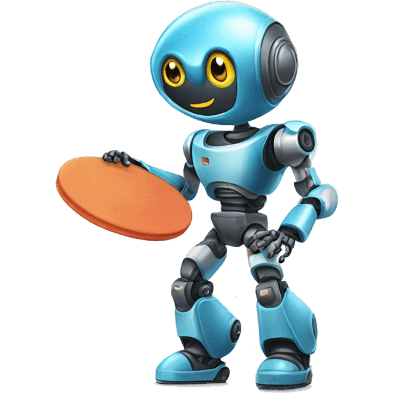 Robot with frisbee emoji