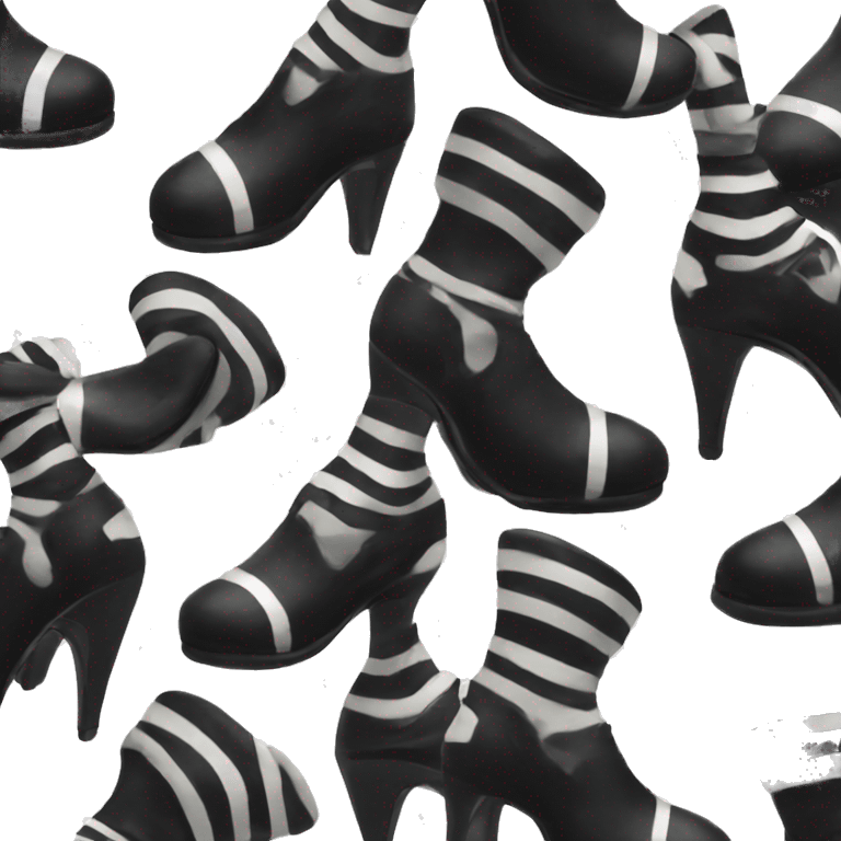 black heels with black and white stripes socks emoji