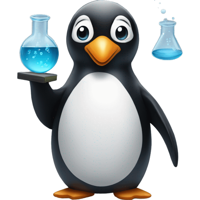 Penguin doing science emoji