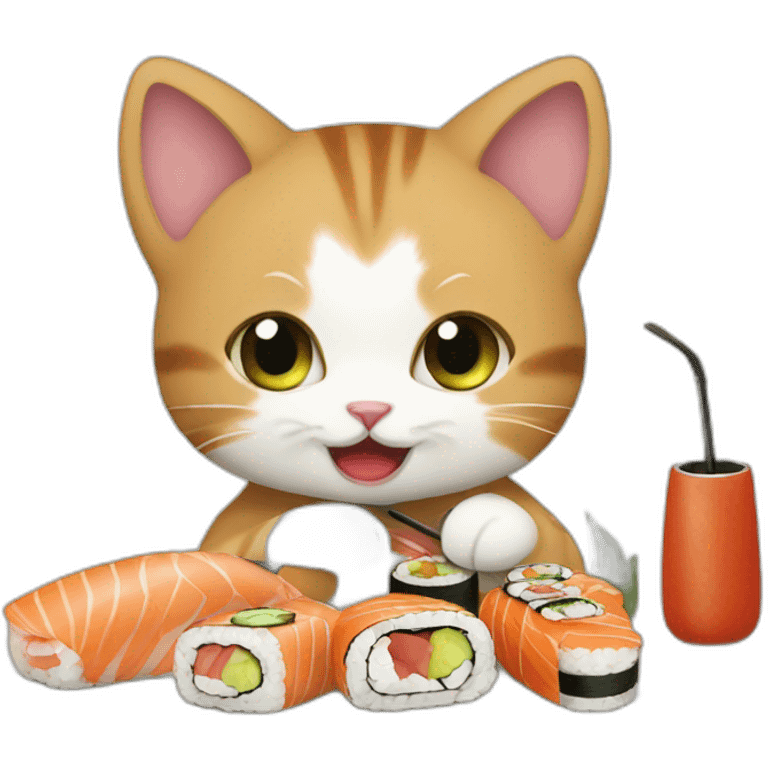 kitten in paris eating sushi emoji