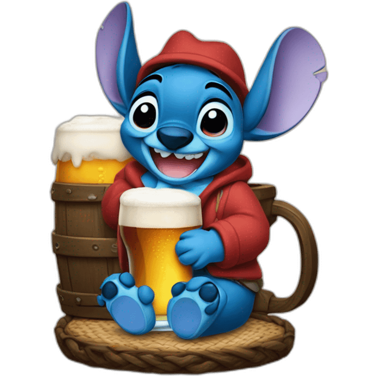 Stitch Disney buvant une bière emoji