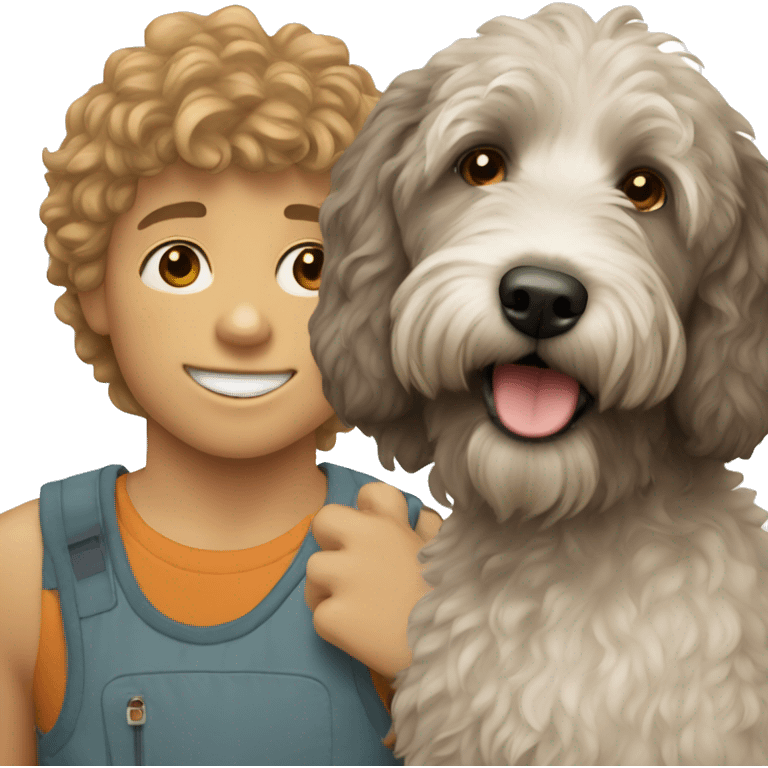 Boy and labradoodle emoji