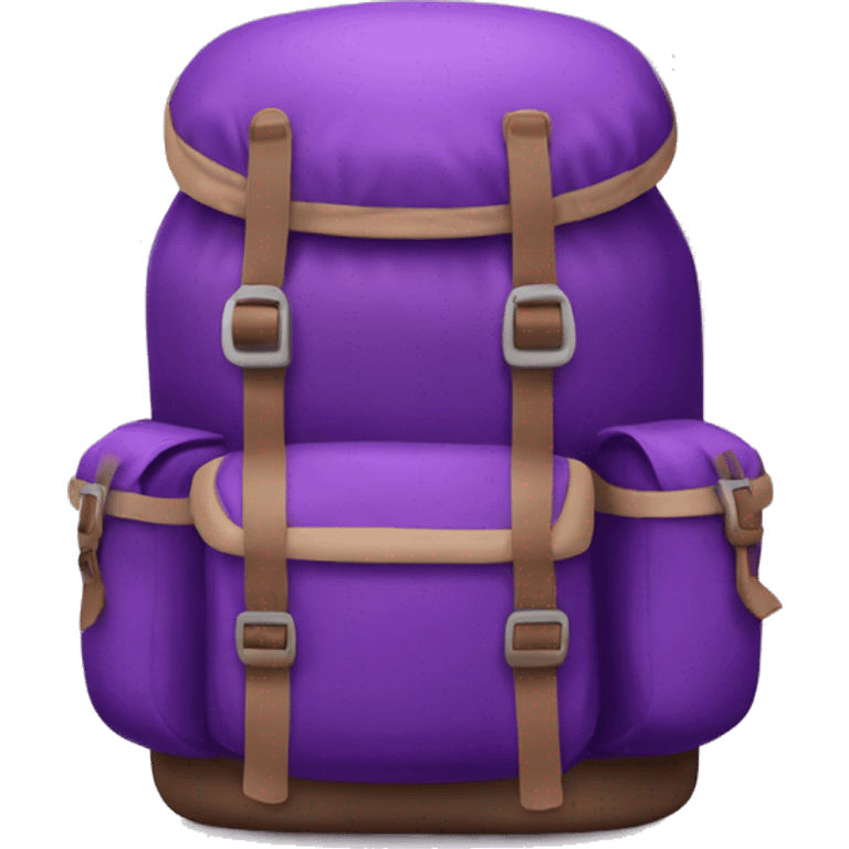 Realistic purple camping backpack isolated.  emoji