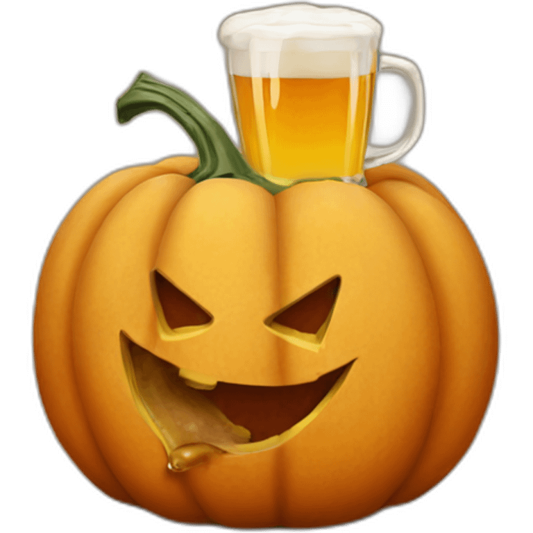 pumpkin drinking beer emoji