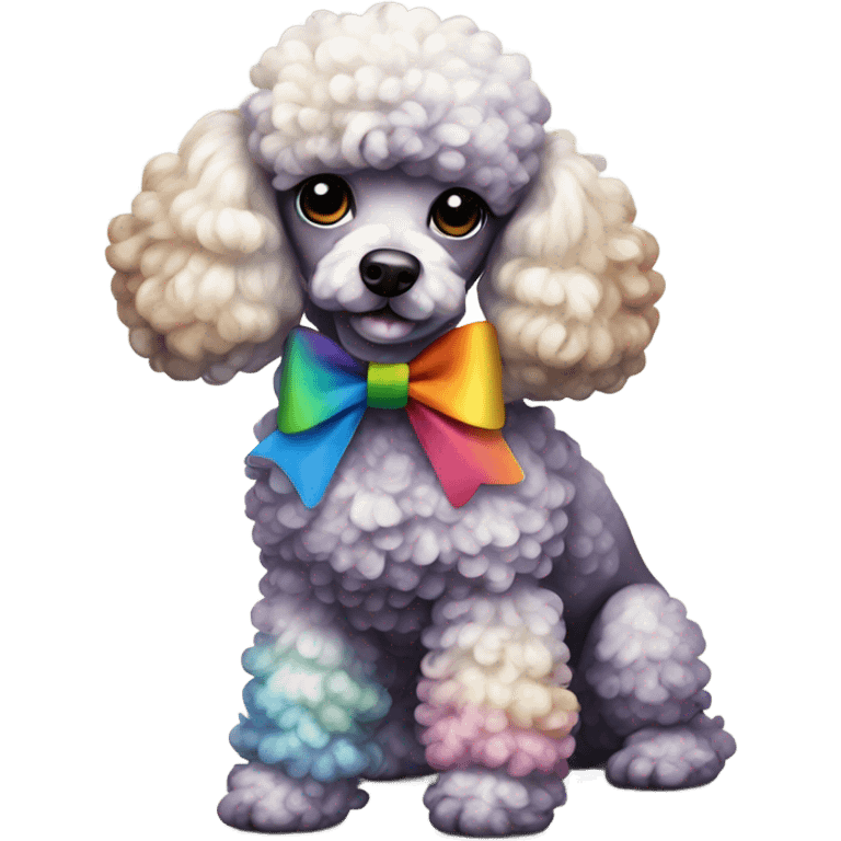 Rainbow poodle with bow emoji