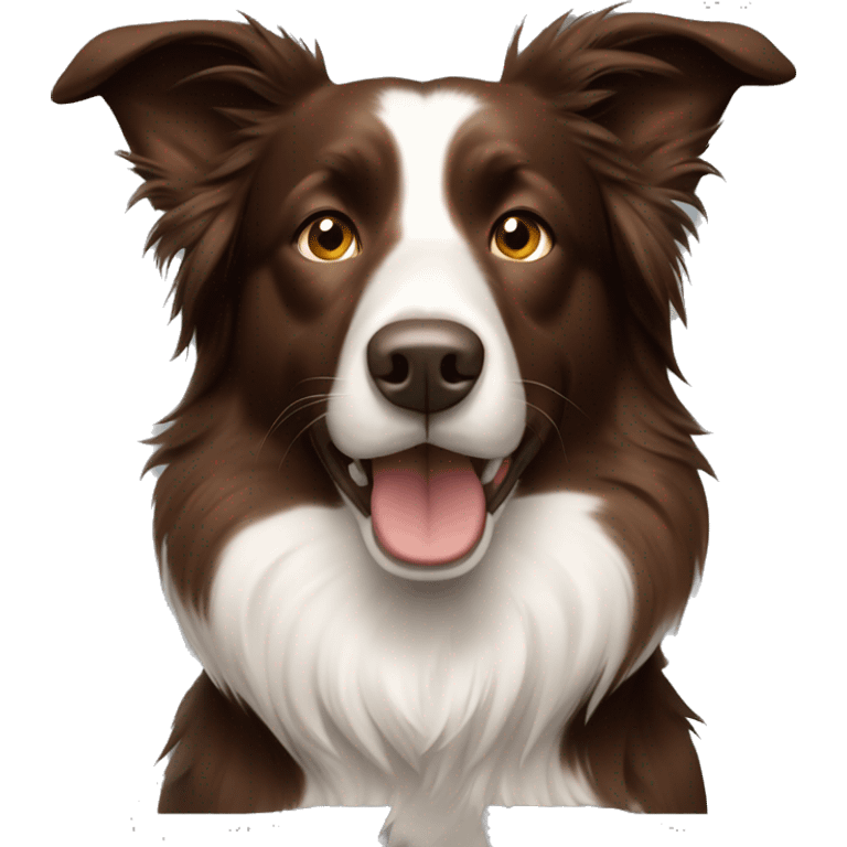 Brown border collie with one ear up one ear down  emoji