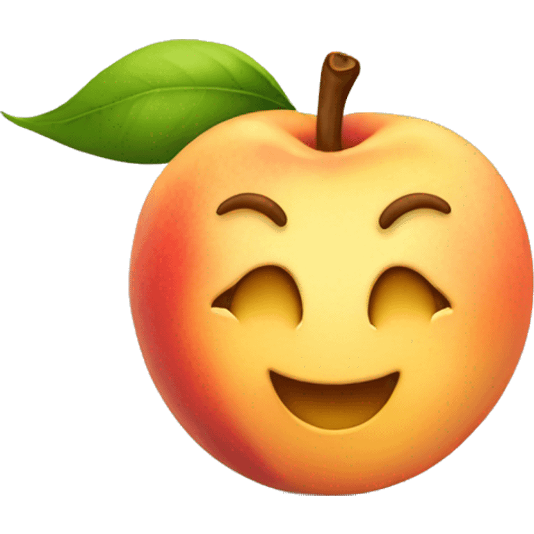 ios peach fruit emoji with smiling face emoji