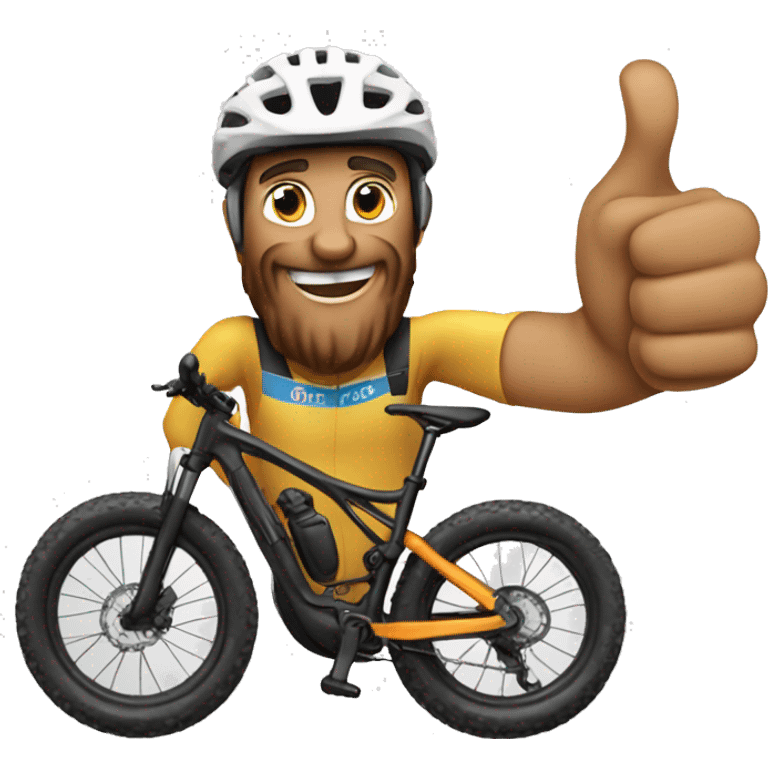 close up of mountain biker with thumb up emoji