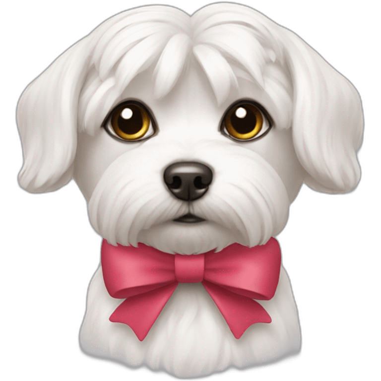 Maltese dog with bow on head emoji