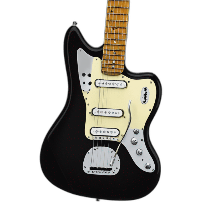 hyper realistic black fender jaguar guitar with single coils pickup and black pickguard emoji