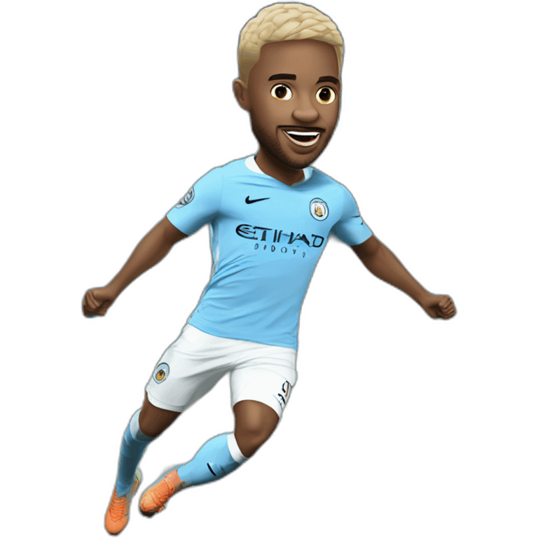 manchester city player jumping big head emoji