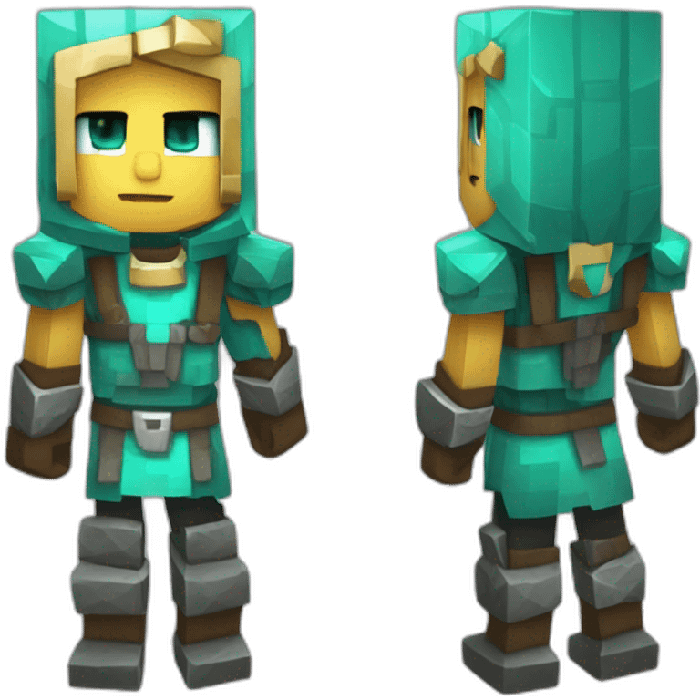 Personnage mincraft avec une armure en diament emoji