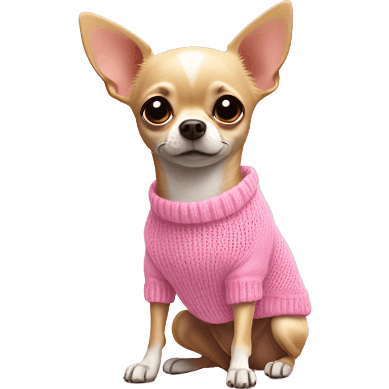 Chihuahua wearing pink sweater ￼ emoji