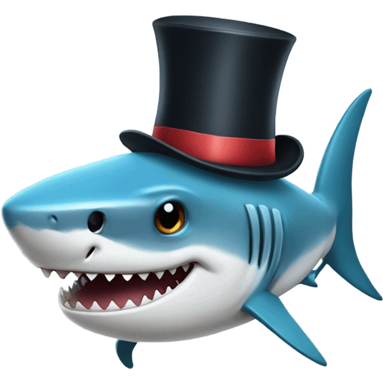 Shark with a top hat emoji