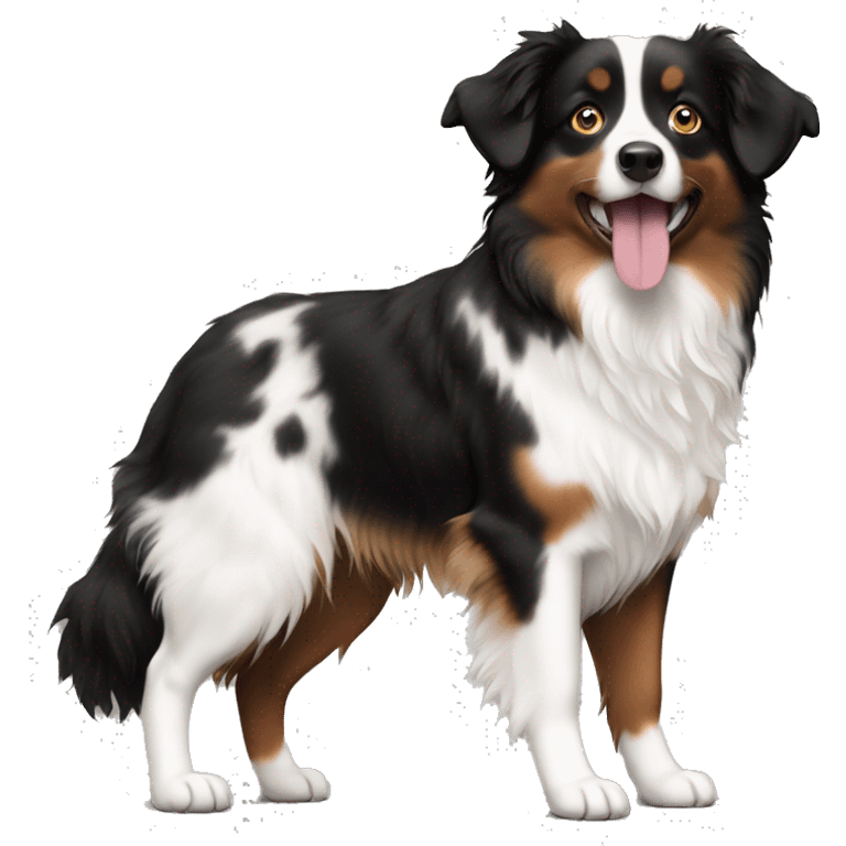 Black white brown mini Australian shepherd emoji