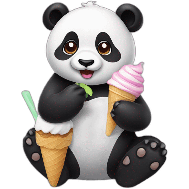 Panda eating ice cream emoji