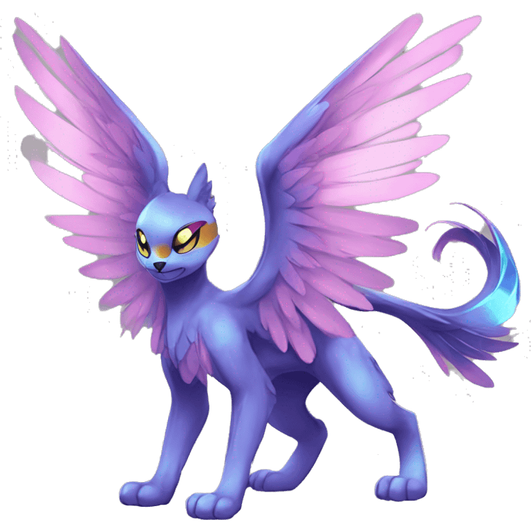 Anthro Sona Cool Edgy Cute Beautiful Colorful Shy Winged Shiny Fakemon-Fantasy-Creature Full Body emoji