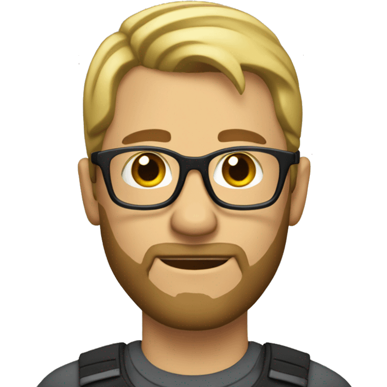 A man with short blonde hair, a beards, and glasses. emoji