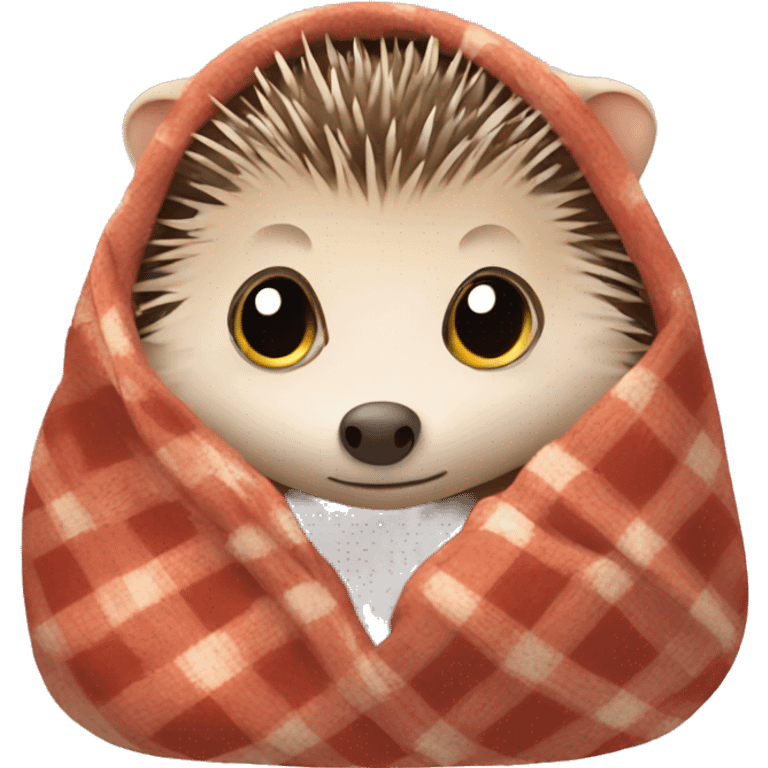 hedgehog with blanket cozy emoji