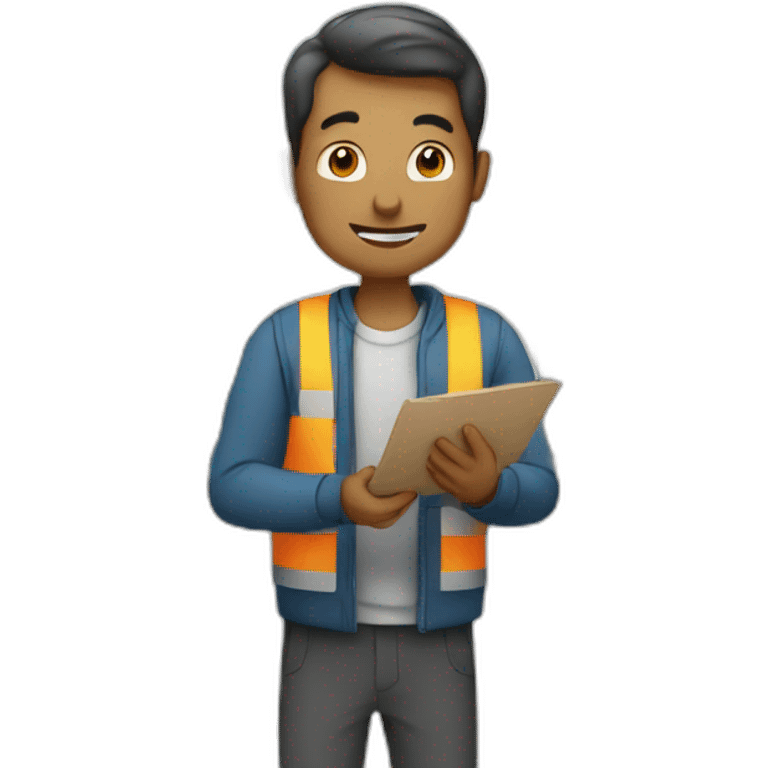 a man counting stock in a warehouse emoji