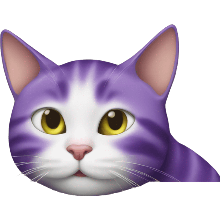 cat looking at an eggplant drooling emoji