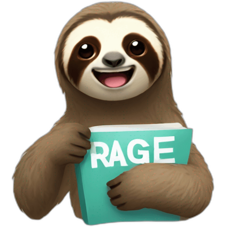 sloth holding the word RAGE emoji