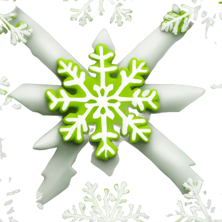 Realistic  chartreuse white stripe snowflake isolated. emoji