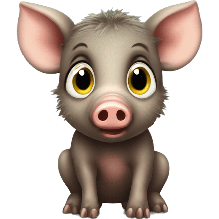 a cute baby wild boar with big eyes emoji