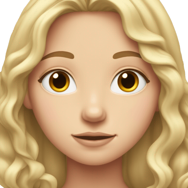 A teenage girl with fair skin and pink cheeks with long blonde wavy hair  emoji