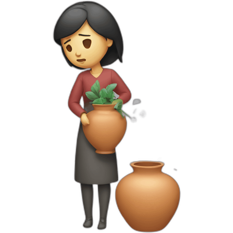 woman breaking vase, sad emoji