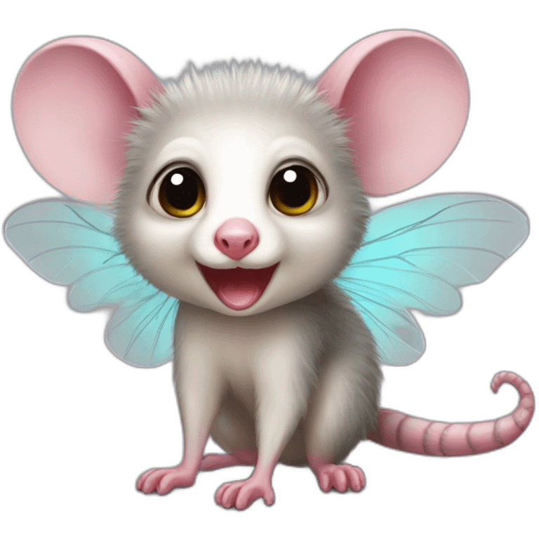 Adult wild opossum with fairy wings  emoji