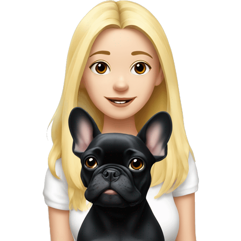 black french bulldog with blonde girl emoji