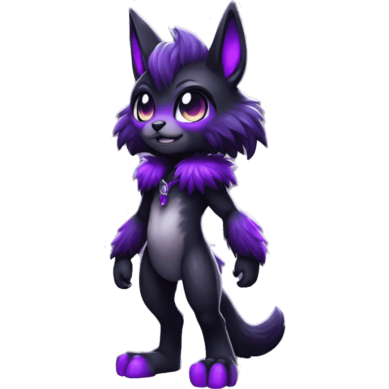 Anthro-Edgy-Cool-Black-Purple-Contrast-Colors-Fantasy-Fur-Sona-Chibi-Shiny-Fakémon-Hybrid full body emoji