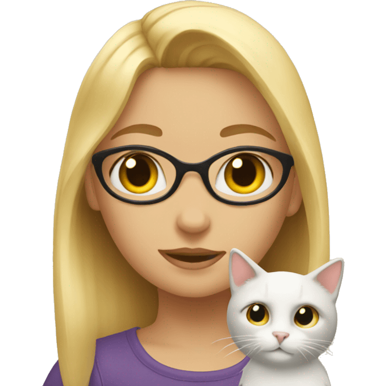 Blonde girl with cat emoji