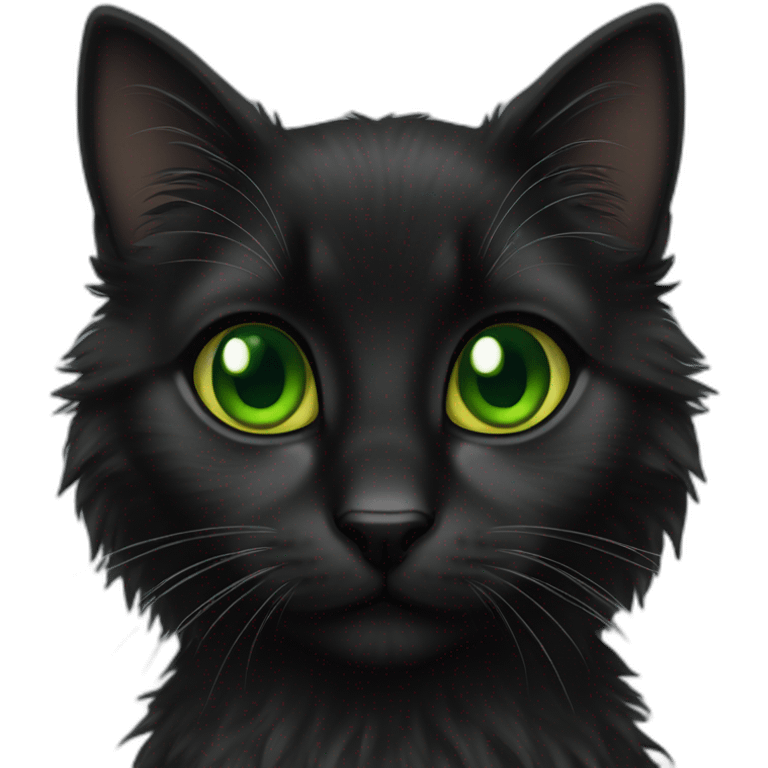 long haired black kitten green eyes emoji