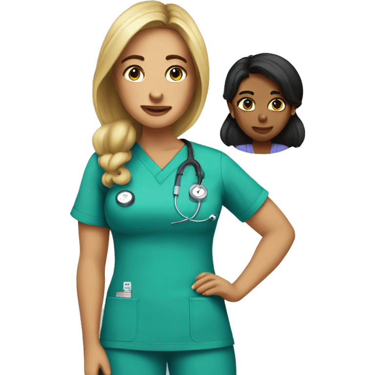 Laura in scrubs checking blood pressure  white skin emoji