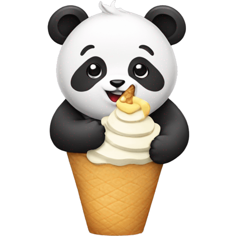 Panda eating ice cream emoji