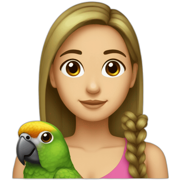 Green cheek conure with a tanned girl emoji