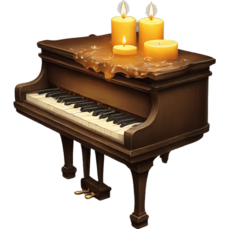 vintage piano with melted candles on top emoji