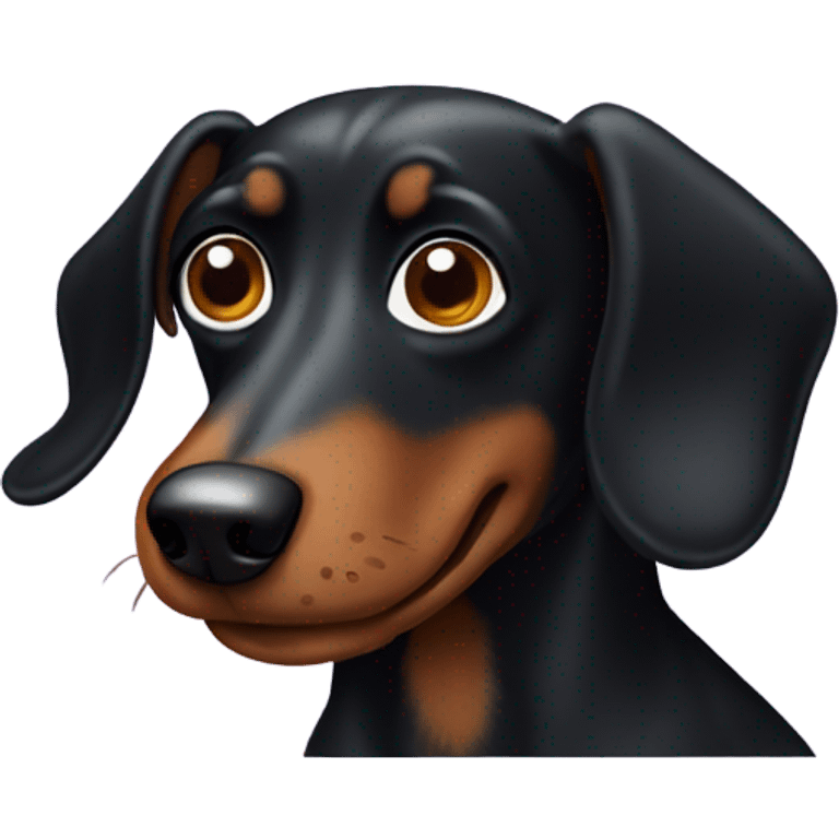 Black wiener dog with pointy ears  emoji