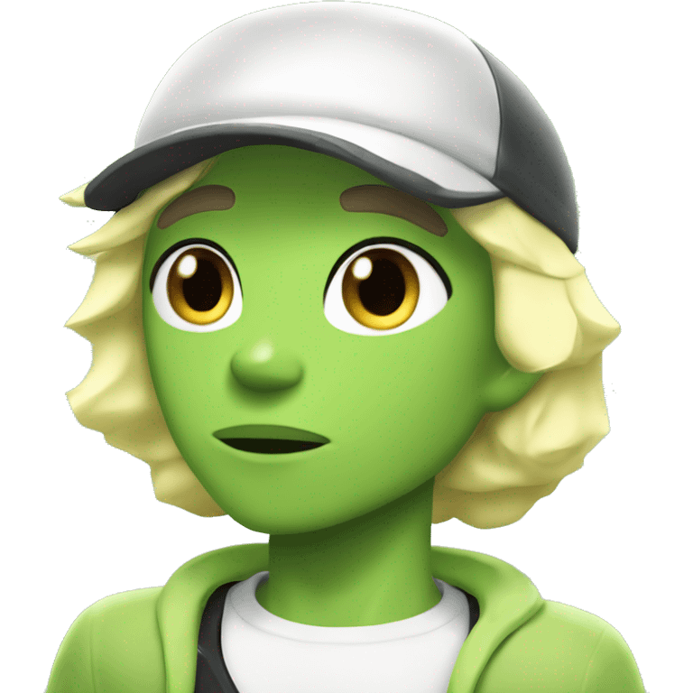 Peridot from Steven Universe, Green Skin, Blonde Triangle Hair, Visor emoji