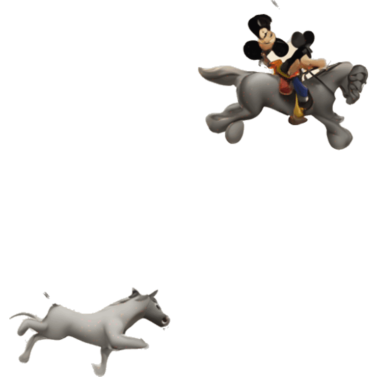 mickey mouse on a horse chasing a locomotive emoji