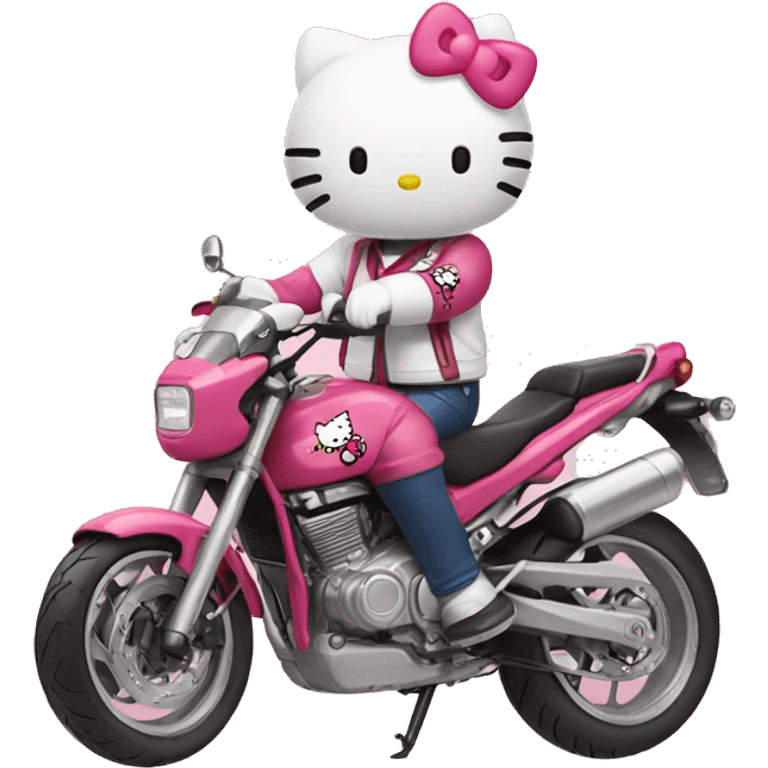 Hello kitty soñando con motos emoji