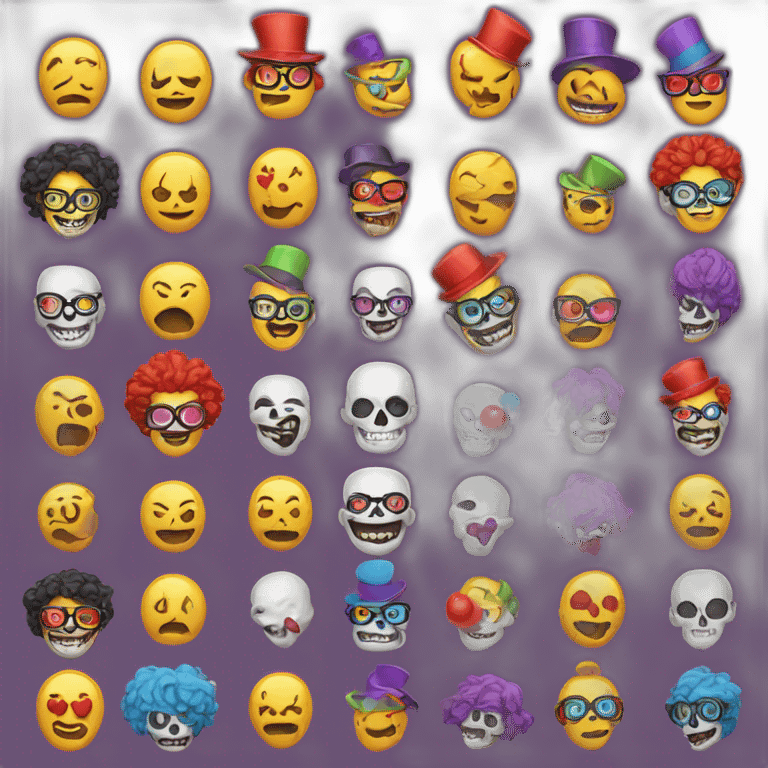 nerd emoji combined with a skull emoji and a clown emoji emoji