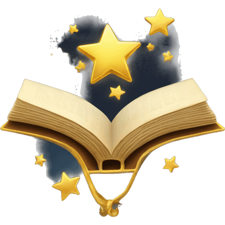 a magic book with golden stars emoji